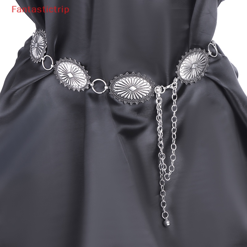 Thắt Lưng Dây Xích Hình Oval Bằng Kim Loại Phong Cách Boho Phương Tây Cổ Điển Cho Nữ Mới