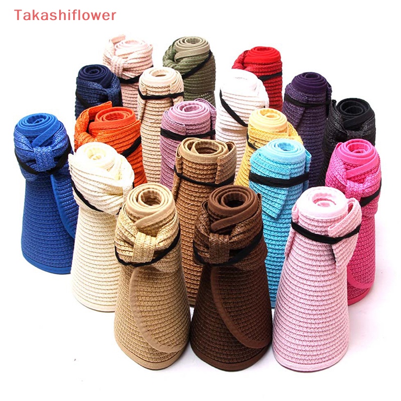 (Takashiflower) Mũ Rơm Chống Nắng Hở Chóp Thoáng Khí Thời Trang Xuân Hè Có Thể Điều Chỉnh Cho Nữ Đi Biển