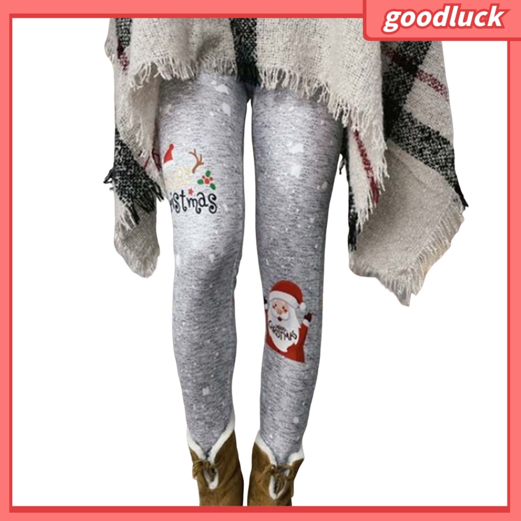 [ULK] Quần Legging Dáng Suông Lưng Cao Co Giãn Tốt Họa Tiết Bông Tuyết Giáng Sinh Đường Phố Mùa Thu Đông Cho Nữ