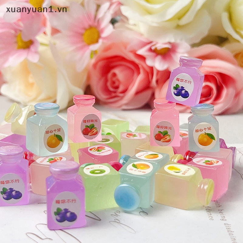 Xuan Set 3 Bình Đựng Mứt Trái Cây Bằng Nhựa Resin Thu Nhỏ DIY Cho Nhà Búp Bê