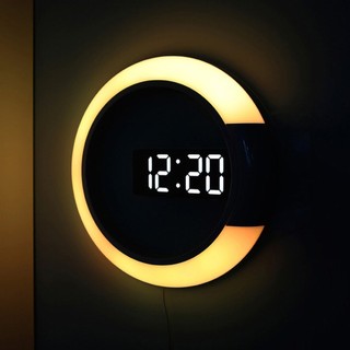 LED Mirror Hollow Wall Clock Modern Minimalist Creative Alarm Clock Wall Clock