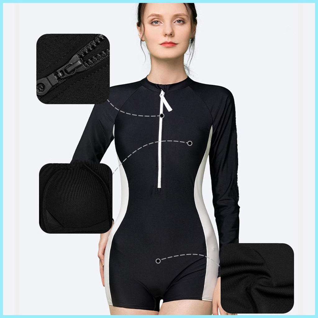 Đồ Bơi Một Mảnh Tay Dài Có Đệm Ngực Thời Trang Mùa Xuân Cho Nữ