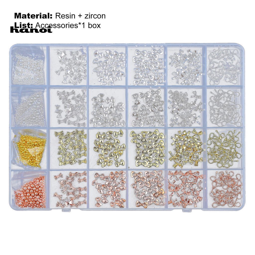 Hộp 24 Ô Đá Nhiều Màu Sắc Trang Trí Móng Tay Nghệ Thuật