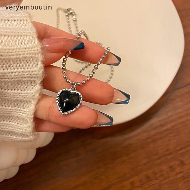 Vòng cổ Mặt Hình Trái Tim Màu Đen Đơn Giản Phong Cách Hàn Quốc Thời Trang Cho Nữ