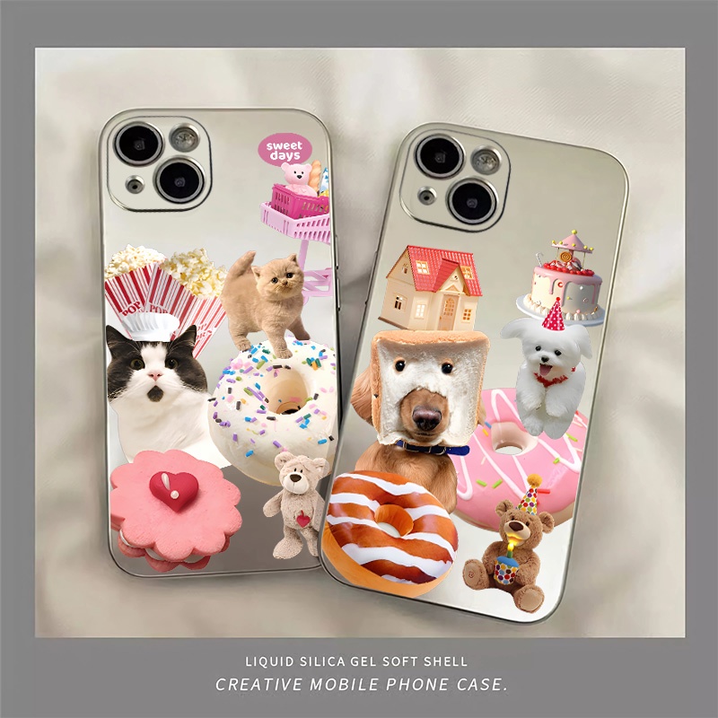 Ốp Điện Thoại Silicon TPU Mềm Mạ Điện Hình Mèo Dễ Thương Chống Sốc Cho IPhone 11 14 13 12 Pro XS Max XR X 8 + 7 6S Plus