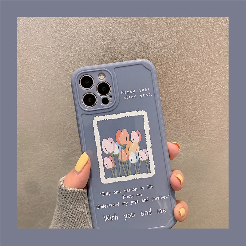 Ốp Điện Thoại Silicon Hình Hoa Tulips AT0243 Cho Iphone SE2020 7 / 8 Plus X XR XM 11 12 MINI PRO MAX
