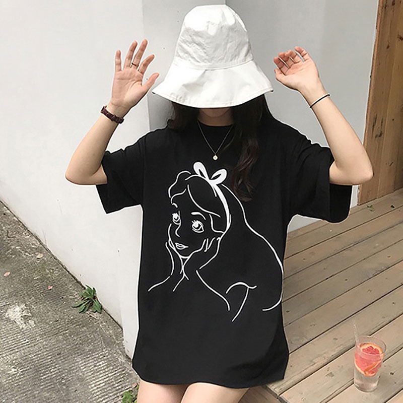 Áo Thun Ngắn Tay Dáng Rộng In Họa Tiết Thời Trang Mùa Hè Hàn Quốc 2023