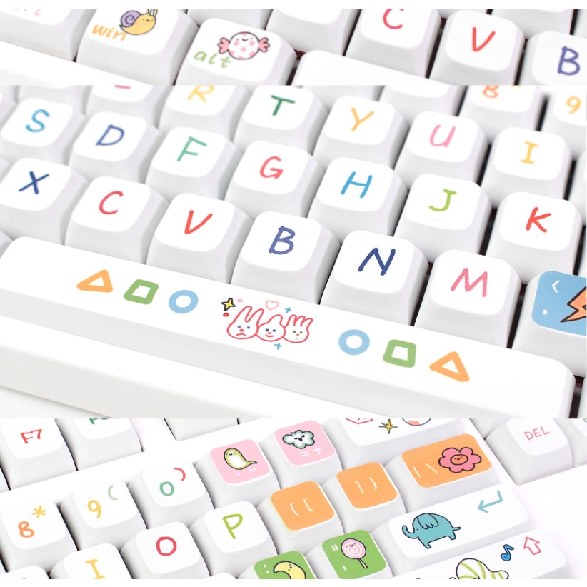 Đảng Động Vật Keycaps XDA Profile Hoạt Hình PBT Dye Sub Bàn Phím Cơ Keycap