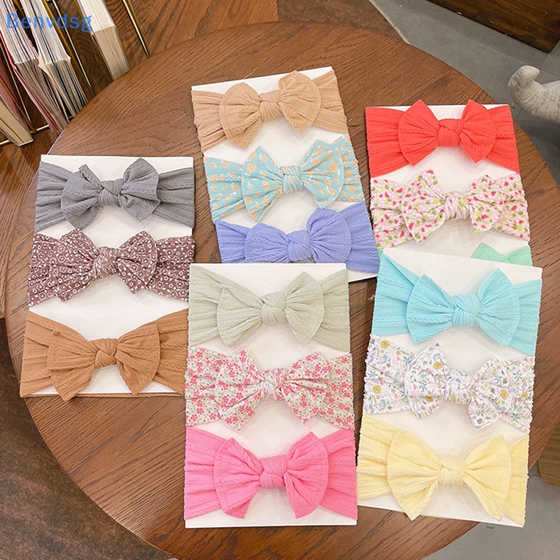 Set 3 Băng Đô Đan Len Co Giãn Cho Bé Gái