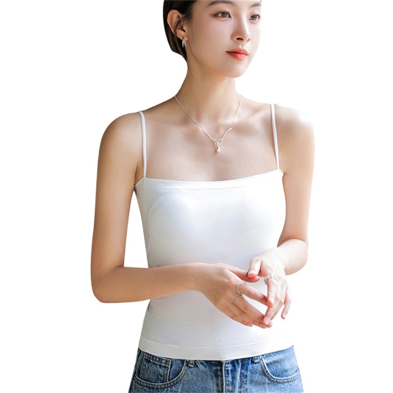 Áo Hai Dây Không Đường May Màu Sắc Trơn Có Đệm Ngực Cho Nữ Tập Yoga