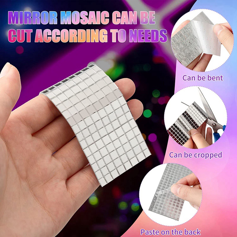 Set 24000 Miếng Dán Tráng Gương Hình Vuông Họa Tiết Mosaic Tự Dính Trang Trí Thủ Công