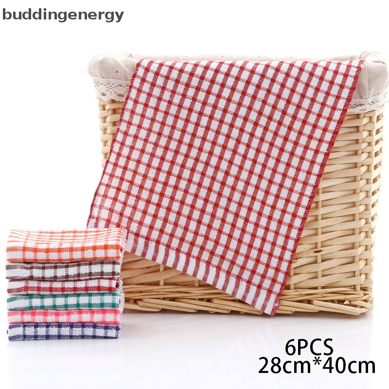 {BUDDI} Set 6 Khăn Cotton Lau Chén Dĩa Thấm Hút Tốt Cho Nhà Bếp {BUDDI}