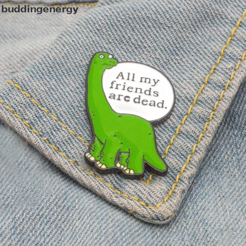 {BUDDI} Trâm Cài Áo Kim Loại Tráng Men Hình Khủng Long Xanh Lá Hoạt Hình Dễ {buddingenergy}