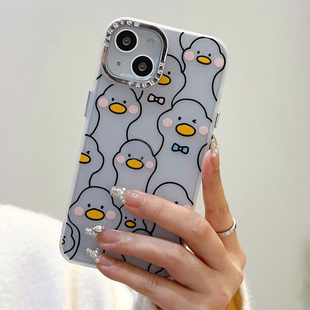 Ốp Điện Thoại TPU Mềm Chống Dấu Vân Tay Chống Rơi In Hình Vịt Vàng Cho IPhone 11 14 13 12 Pro Max XR X 7 8 Plus