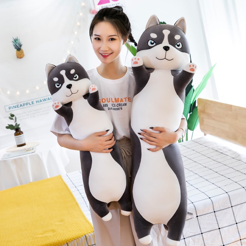 Gối Ôm Nhồi Bông Hình Chú Chó Husky Dễ Thương