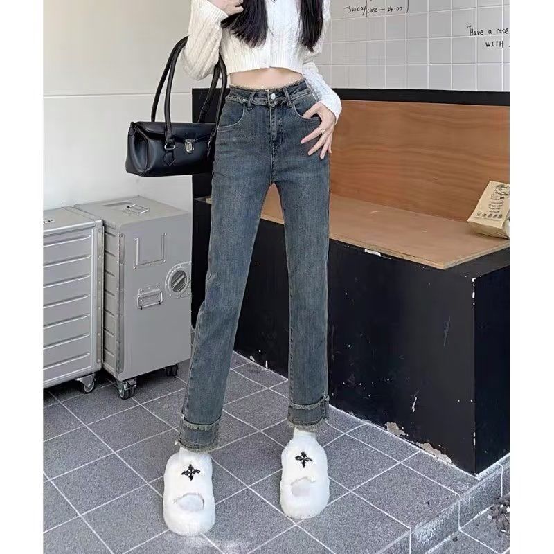Quần Jean Dài Lưng Cao Kiểu Retro Thời Trang Mùa Xuân Cho Nữ Y2N