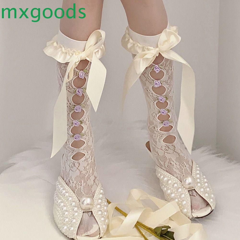 Vớ Lưới Cổ Vừa Thoáng Khí In Họa Tiết Hoa Hồng Ngọt Ngào Phong Cách Lolita Y2k Thời Trang Mùa Hè Cho Nữ