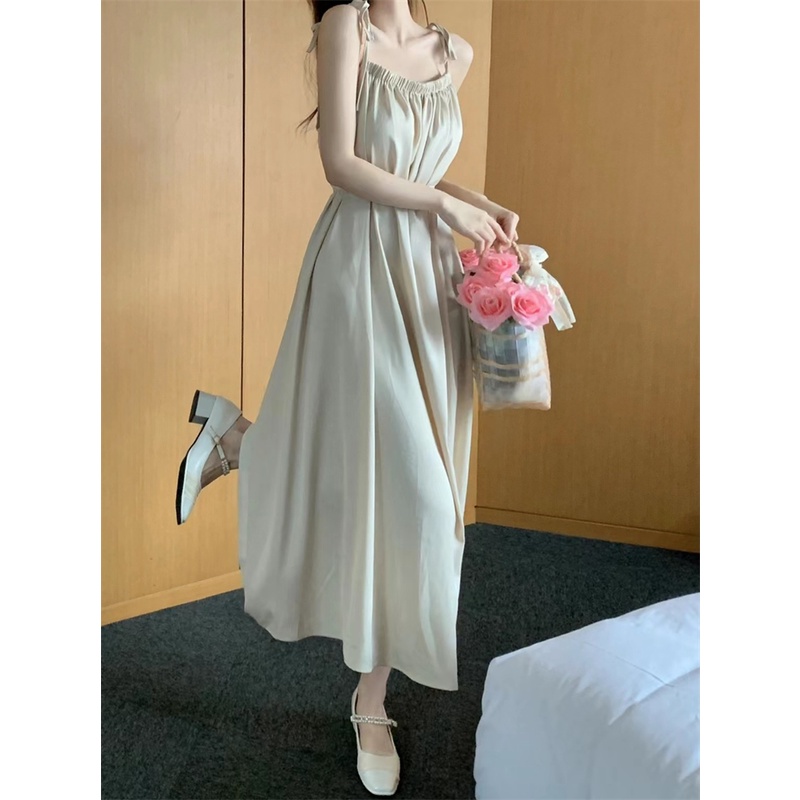 Đầm Hai Dây Cột Dây Trong Suốt Thời Trang Mùa Hè Xinh Xắn Cho Nữ