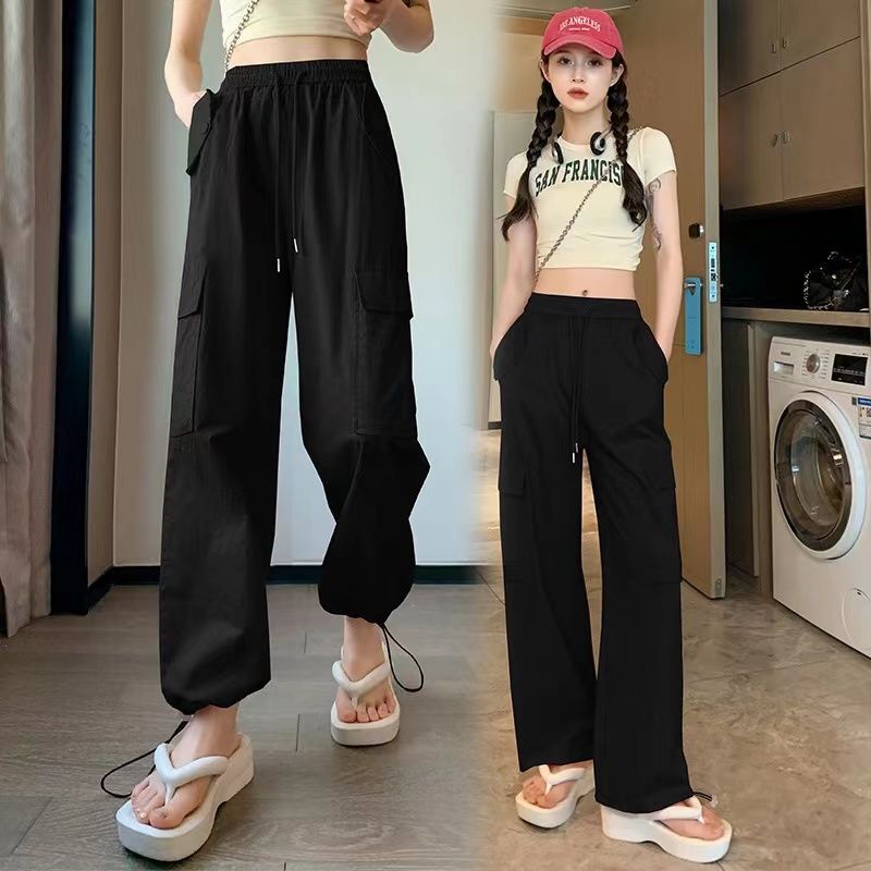 Quần Dài Thể Thao Lưng Cao Vải Mỏng Phối Dây Rút Thời Trang Mùa Hè Cho Nữ