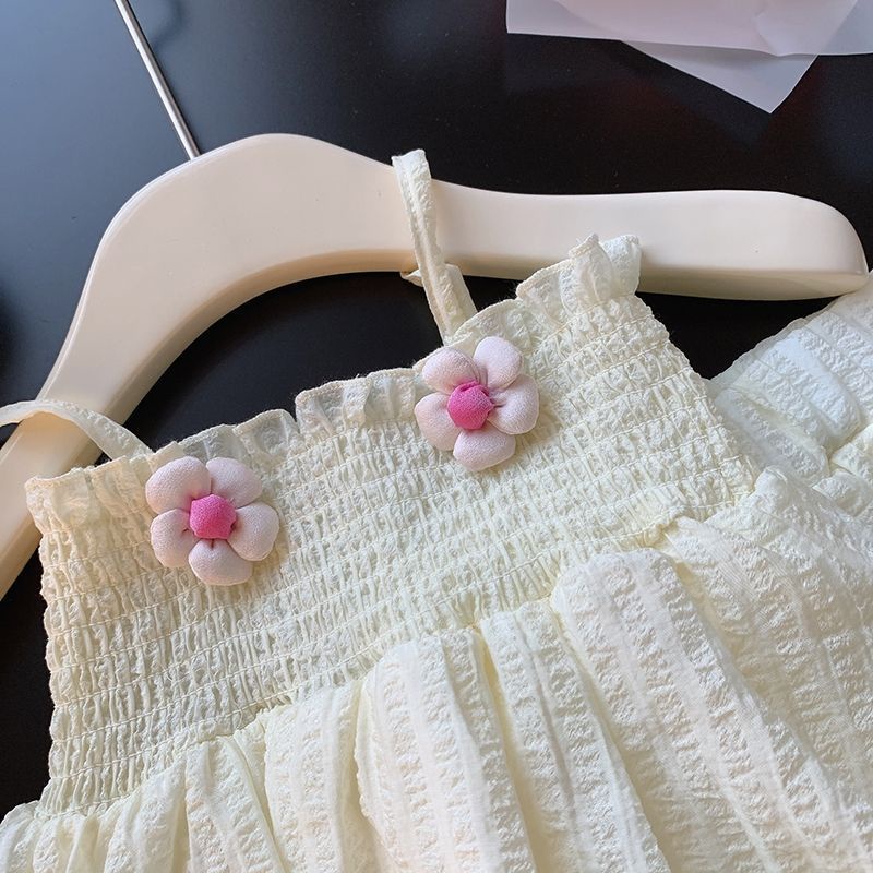 Set Đồ Hai Mảnh Áo Hai Dây In Hoa Thời Trang Mùa Hè 2023 Phong Cách Hàn Quốc Cho Bé Gái
