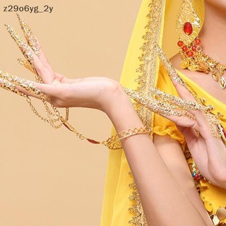 Trang sức ngón tay múa bụng Múa Dân Gian cho nữ móng tay dài vàng cho điệu nhảy mới
