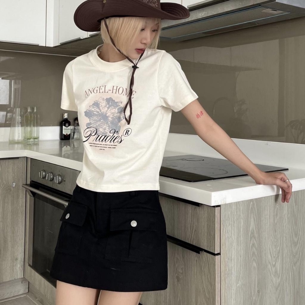 Áo thun Baby Tee PINKSTORE29 in hình họa tiết ANGLE HOME A5718
