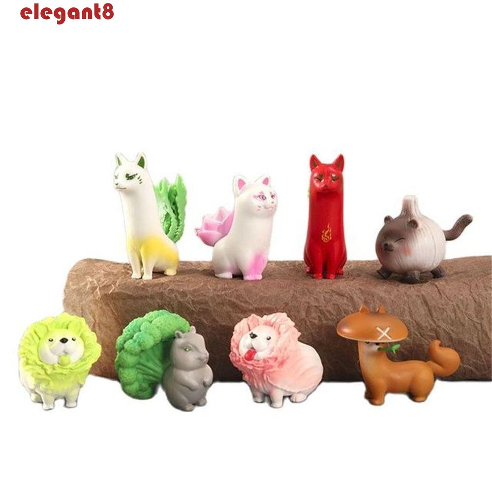 Set 8 Mô Hình Đồ Chơi Chú Chó Cabbage Bằng PVC Trang Trí Nhà Cửa