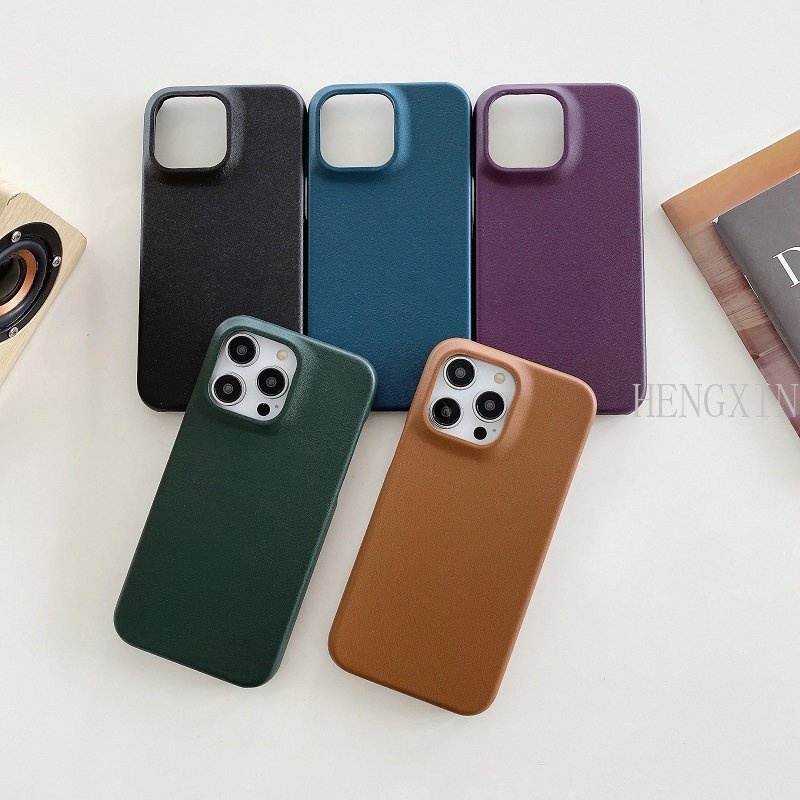 Ốp Điện Thoại Da Màu Trơn Chống Sốc Chất Lượng Cao Cho iPhone 14 11 12 13 PRO MAX 14PLUS