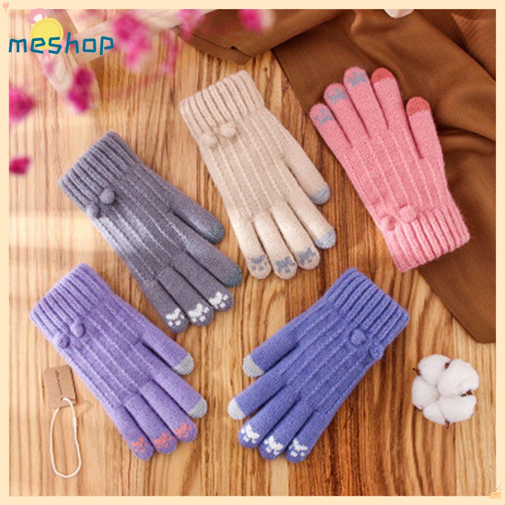 Găng Tay Dệt Kim Mềm Mại Co Giãn Thời Trang Mùa Đông