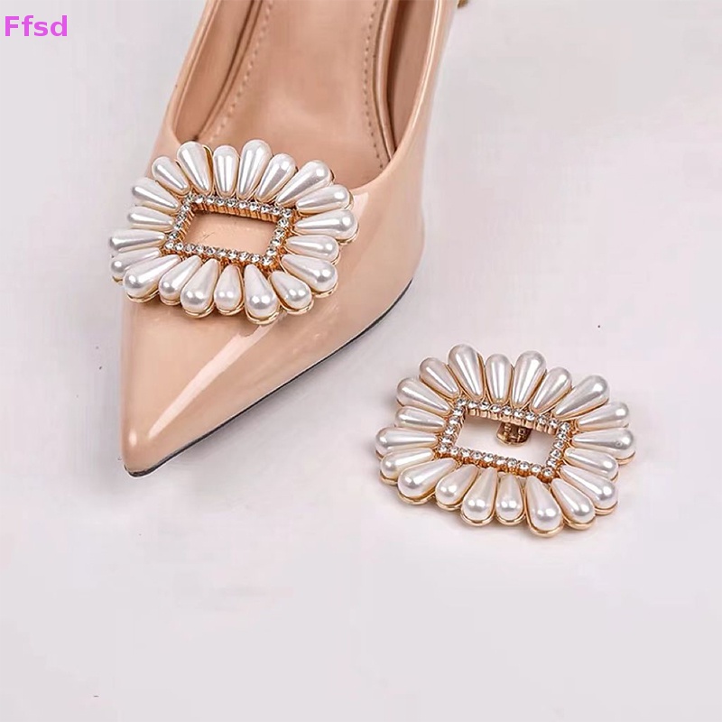 {Ffsd} Phụ Kiện Kẹp Khóa Vuông Đính Đá Trang Trí Giày Cao Gót Cho Cô Dâu Ngày Cưới * Bán Chạy