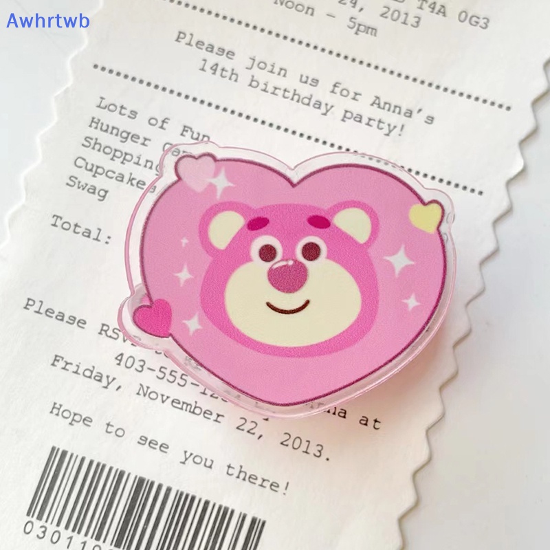 1 Kẹp Giấy Hình Gấu Và Dâu Tây Bằng Acrylic Dễ Thương Trang Trí Văn Phòng / Trường Học Mới