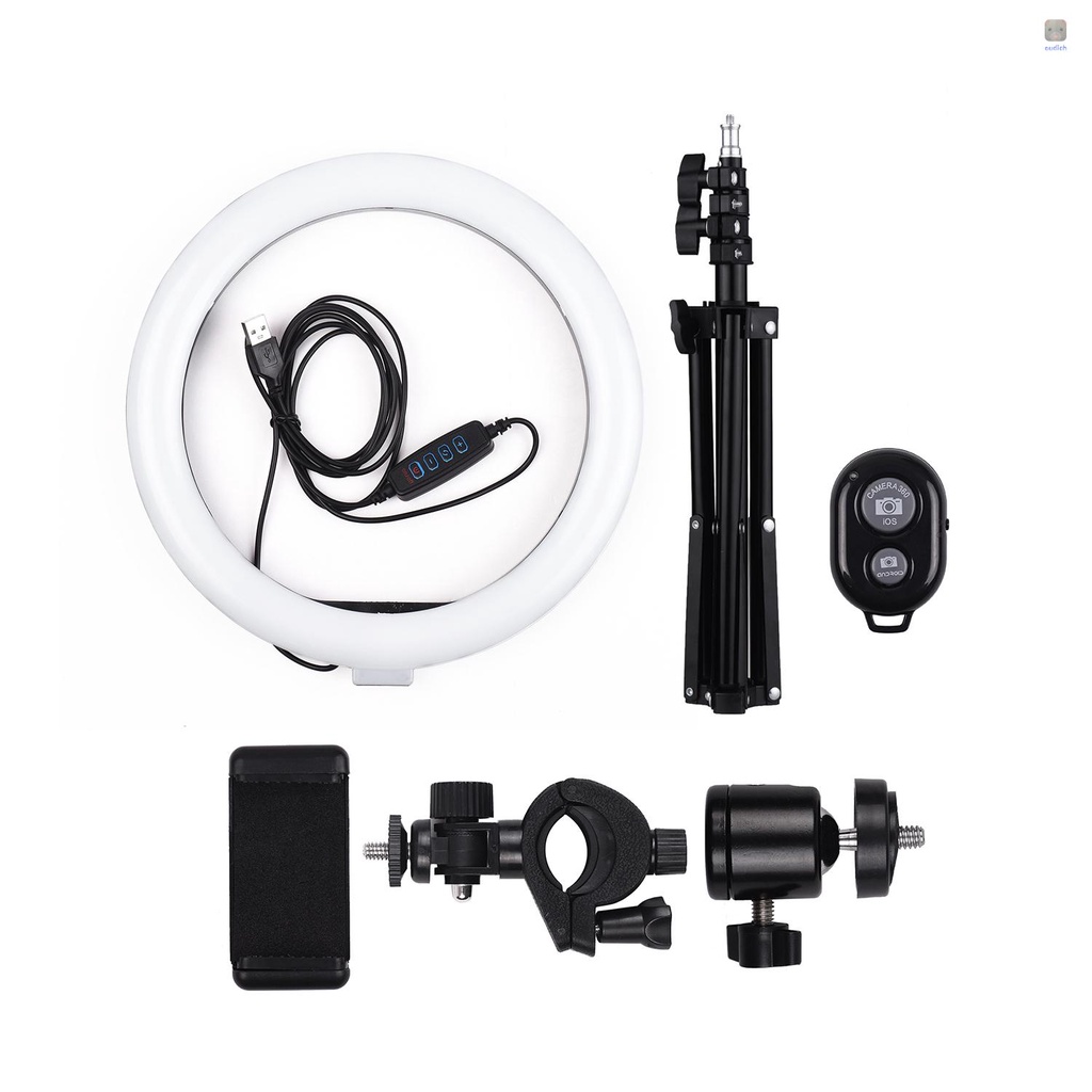 Đèn LED Andoer 10 Inch 3 Chế Độ 3200-5600K Cổng USB Kèm Giá Đỡ Điện Thoại Điều Khiển Từ Xa Tiện Dụng