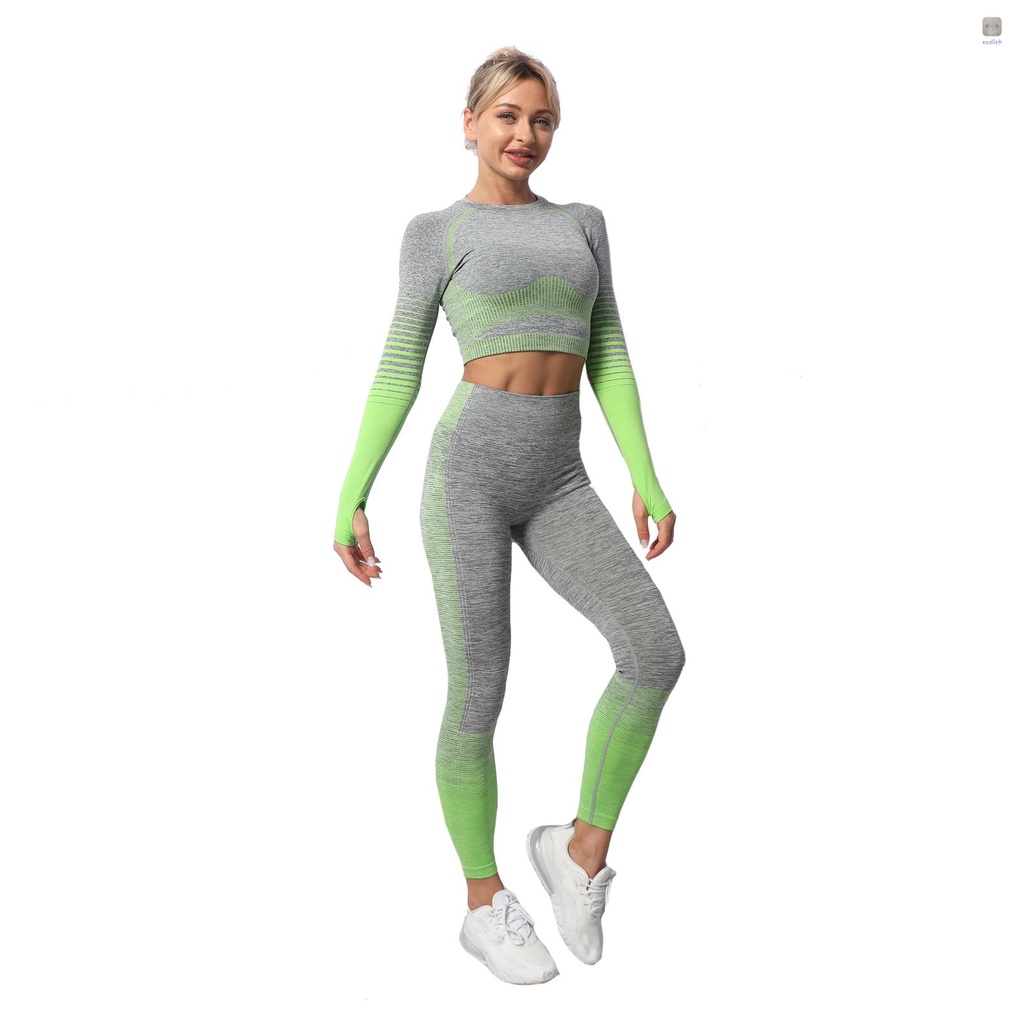 Bộ Trang Phục Thể Thao 3 Món Short + Áo Thun Tay Dài + Áo Ngực Thể Thao + Quần Legging Lưng Cao Có Lỗ Xỏ Ngón Tay