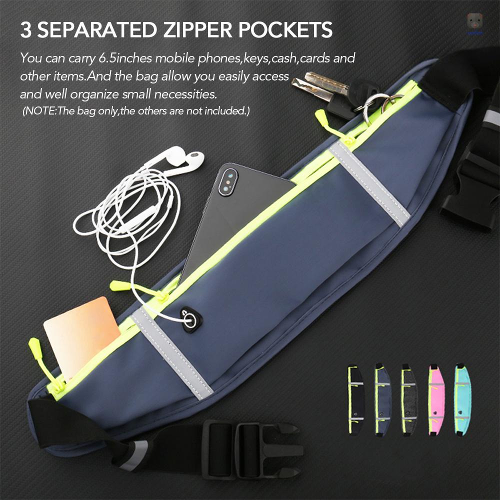 Thắt Lưng Chạy Bộ Siêu Nhẹ Với Túi Đeo Hông Kẻ Sọc Phản Quang Chống Thấm Nước Có Jack Cắm Tai Nghe Và Dây Đeo Co Giãn Điều Chỉnh Được Cho Nam Và Nữ