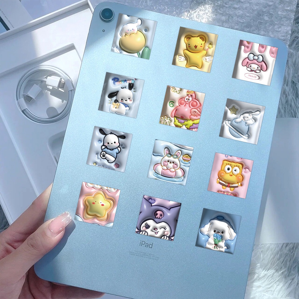 SANRIO Bộ 60 Miếng Dán Họa Tiết Hoạt Hình Kuromi My Melody 3D Dễ Thương Trang Trí Vali / Laptop / Điện Thoại / Tủ Lạnh DIY