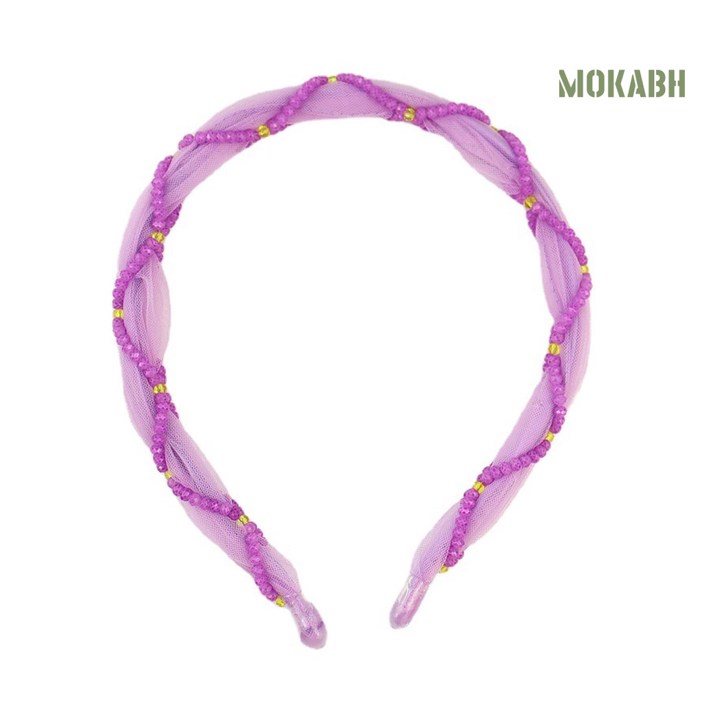 Băng Đô Cài Tóc Lưới Đính Hạt Màu Trơn Đơn Giản Phong Cách Hàn Quốc