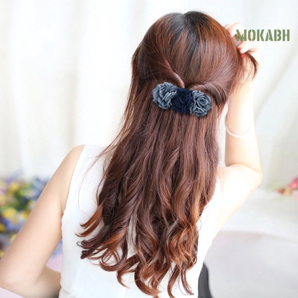 Kẹp Tóc Co Giãn Họa Tiết Hoa Màu Sắc Tươi Tắn Cho Nữ