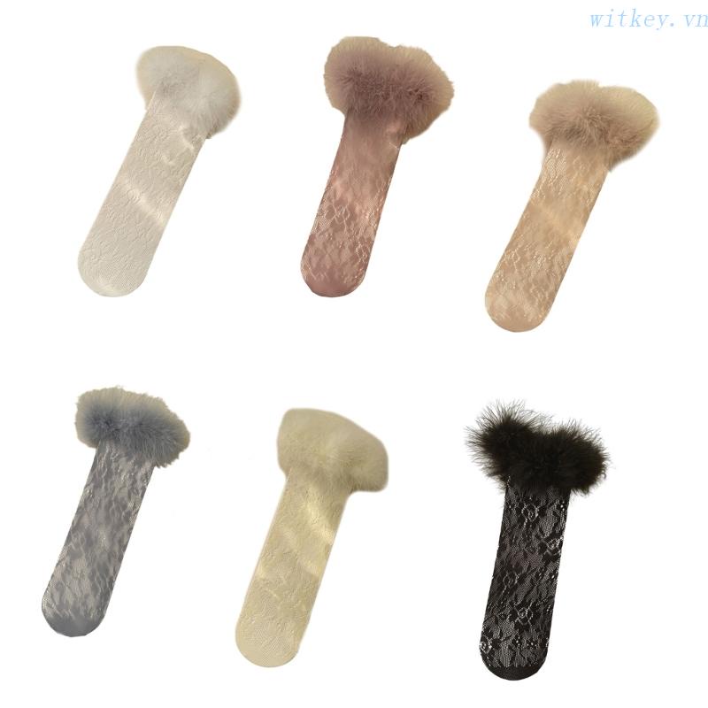 Đôi Vớ Phối Lông Vũ Phong Cách Công Chúa Dành Cho Bé Gái Dễ Thương