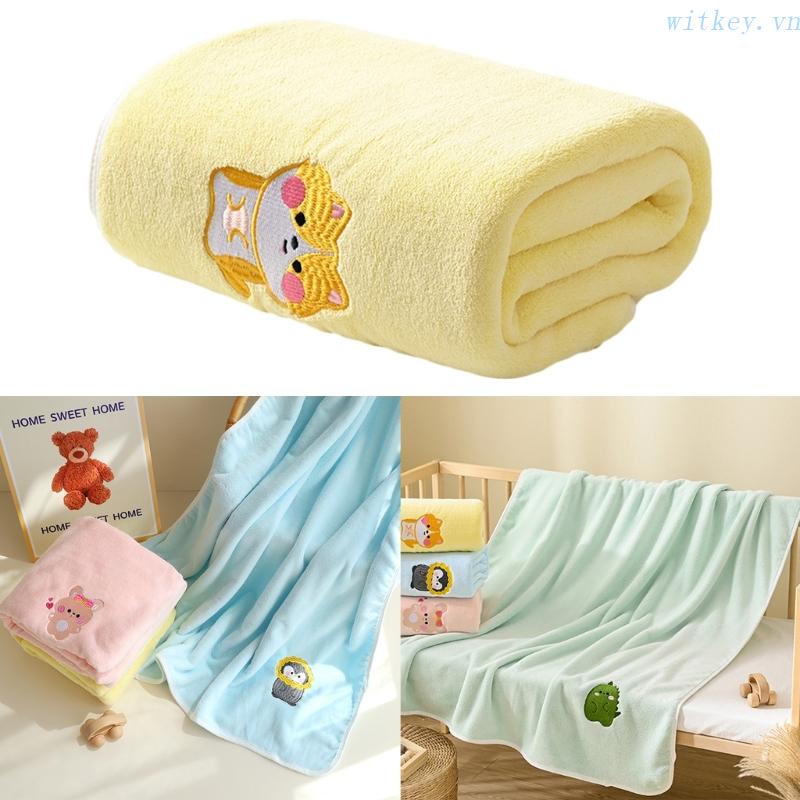 Khăn Tắm Chất Nhung San Hô Siêu Thấm Hút In Họa Tiết Dễ Thương Cho Bé Sơ Sinh