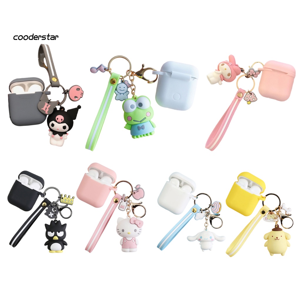 Vỏ Bảo Vệ Hộp Sạc Tai Nghe Bluetooth AirPods Bằng Silicon Mềm Hình Động Vật Dễ Thương Chống Sốc Kèm Móc Khóa Tiện Dụng