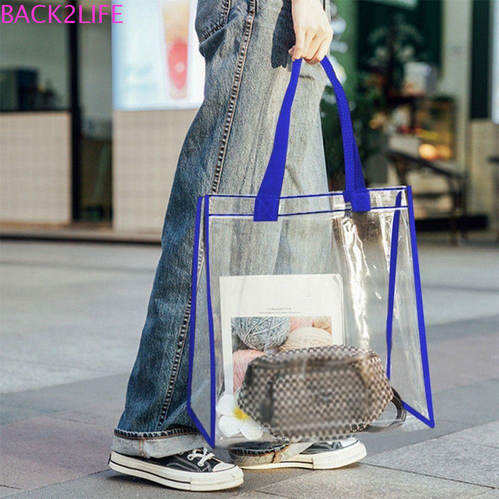 Túi Tote Đựng Mỹ Phẩm / Đồ Dùng Cá Nhân Bằng PVC Màu Kem 2Life Chống Thấm Nước Có Khóa Kéo Tiện