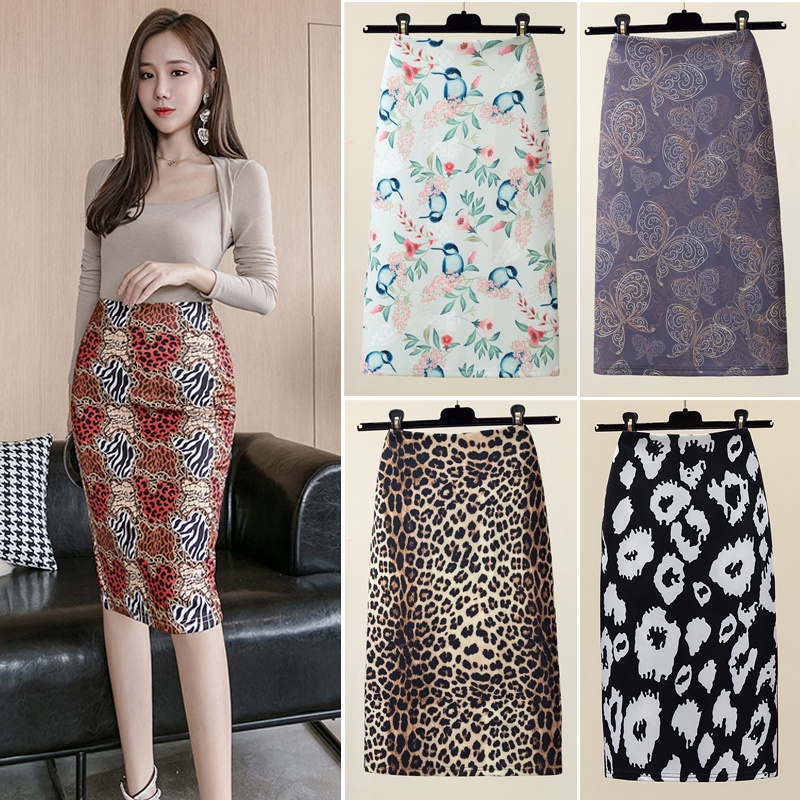 Chân Váy Xẻ Tà In Họa Tiết Da Báo Size S-2XL