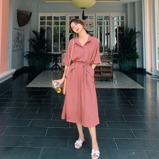 Đầm sơ mi dáng suông cổ bẻ xiny d206230
