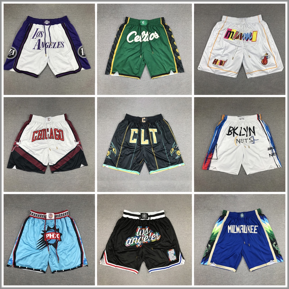 Quần Short Chơi Bóng Rổ Có Túi Thêu Chữ Lakers Celtics 2023
