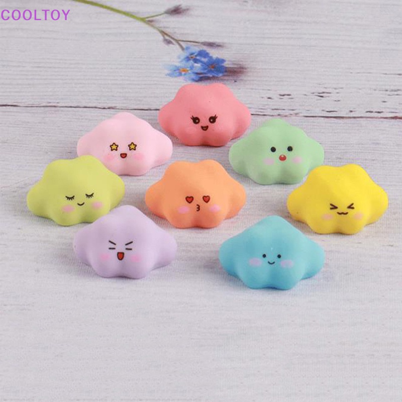 Set 2 Mô Hình Búp Bê Hoạt Hình Đám Mây Mini Bằng Nhựa Dạ Quang Trang Trí Bảng Điều Khiển Xe Hơi / Nhà Cửa / Sân Vườn