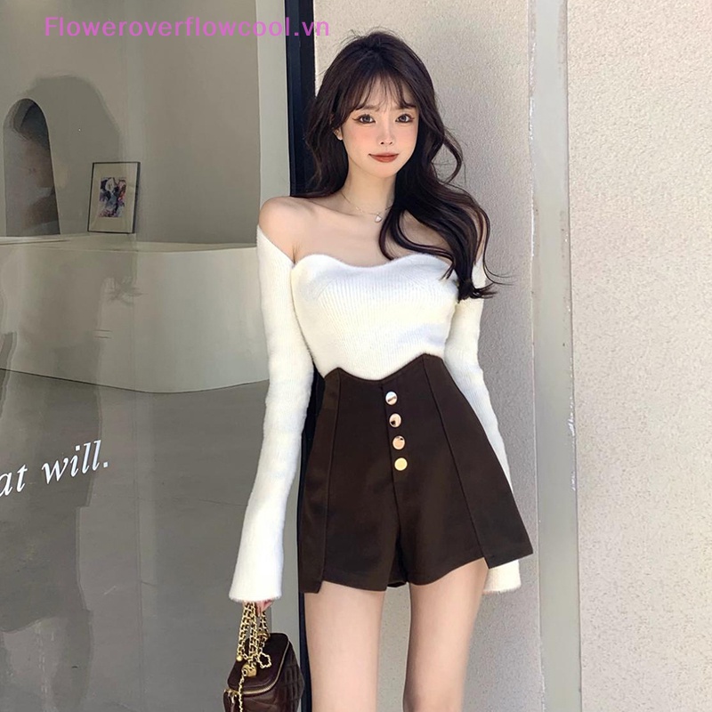 Quần Short Lưng Cao Cài Nút Đơn Giản Phong Cách Hàn Quốc Cổ Điển Thời Trang Cho Nữ