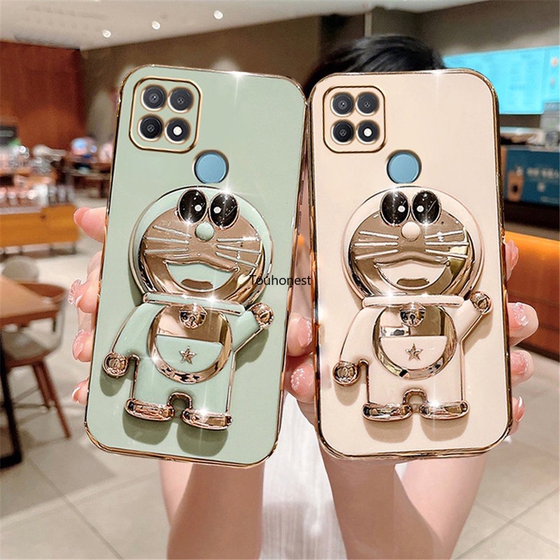 Ốp Điện Thoại Oppo A15 Case Oppo A15S Ốp Lưng Oppo A35 Case Oppo A16 ốp lưng Oppo A53 Case Oppo A54 Case Oppo F11 Pro Case Oppo A33 A32 Case Oppo A16S A54S Case Cartoon Jingle Cat Cute Anime Doraemon Folding Stand Phone Holder Cover Cassing Case TD