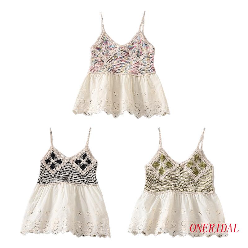 Áo Croptop Dệt Kim Sát Nách Cổ Tròn Phối Ren Rỗng Thời Trang Cho Nữ