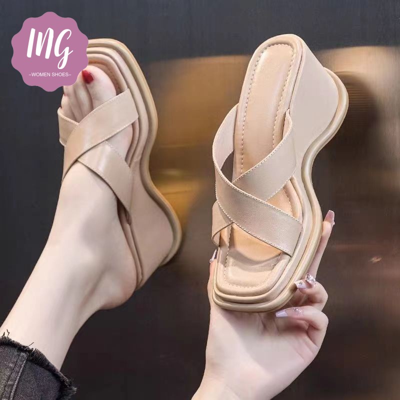 Dép Sandal Đế Xuồng Quai Chéo Thời Trang Dành Cho Nữ