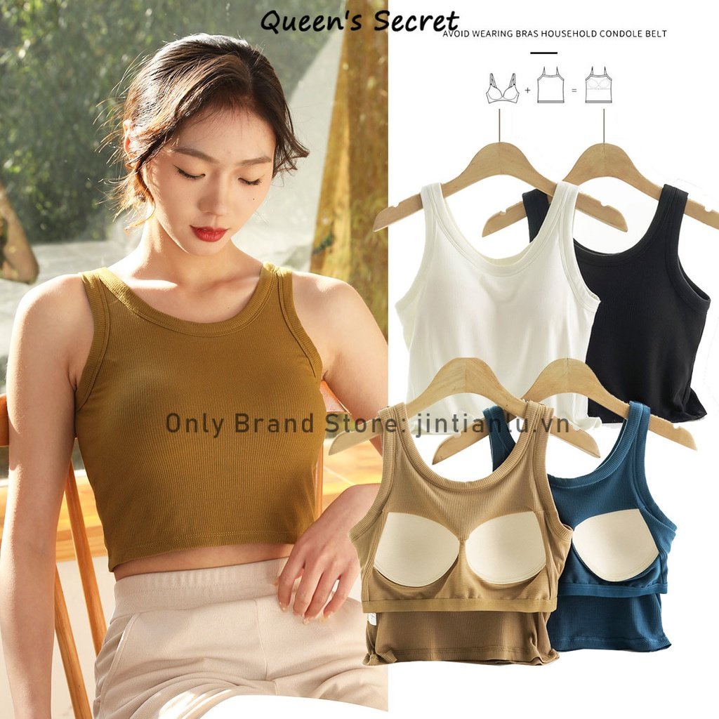 Áo crop top Ngắn Ren Có Đệm Ngực Phong Cách vintage